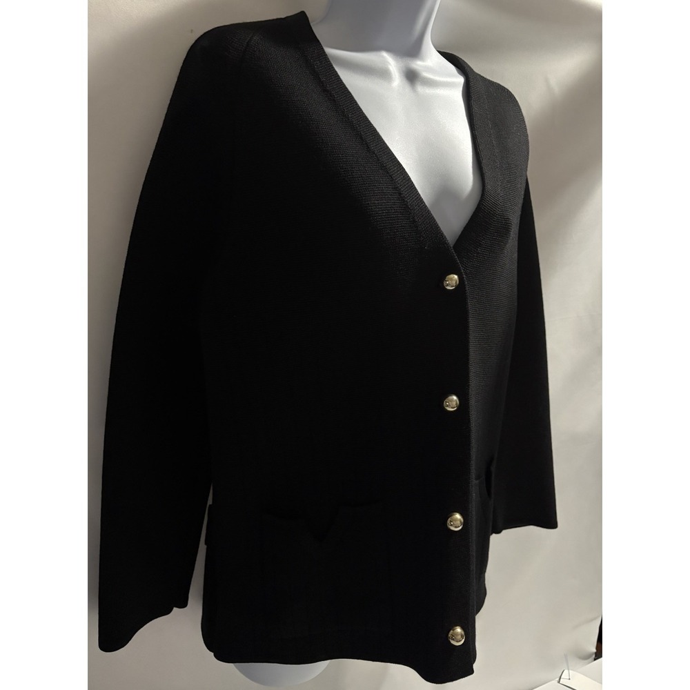 Vintage Andy Andersons Black Wool Knit Cardigan Sweater Gold Buttons M